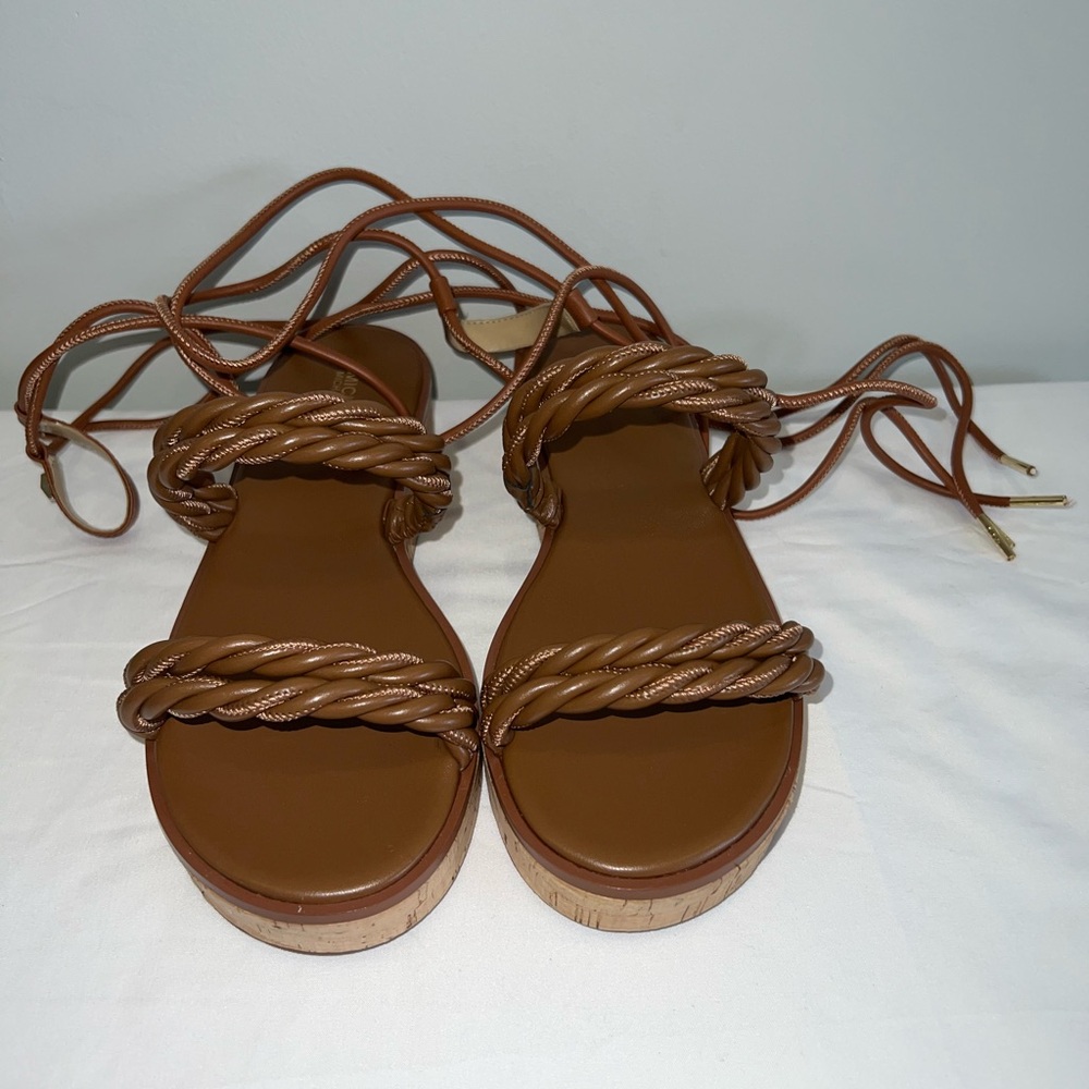 Michael Kors Brown Braided Gladiator Sandals